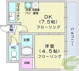 メゾンロベ36 1DKの間取図画像