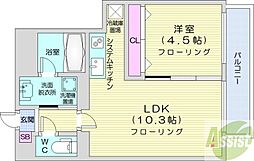 レジディア南一条イースト 1LDKの間取図画像
