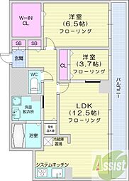 レシディア大通り西 2LDKの間取図画像