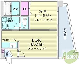 シティテラス南5条 1LDKの間取図画像