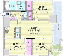 ブロックヒルズ 3LDKの間取図画像