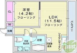 レオーネ中島公園 1LDKの間取図画像