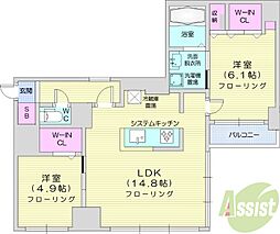 スペチアーレプリーモ 2LDKの間取図画像