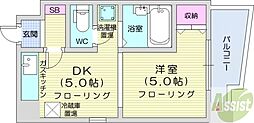 エンドレス三井 1DKの間取図画像