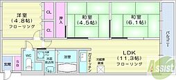 クリオ行啓通参番館 3LDKの間取図画像