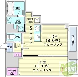 ラ・クラッセ札幌大通ウエスト 1LDKの間取図画像