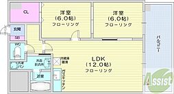 プルモーサス 2LDKの間取図画像