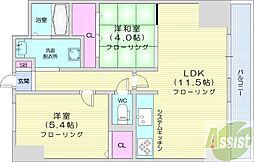 アクロビュー北大前 2LDKの間取図画像