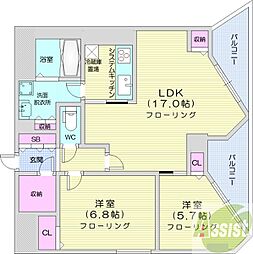 宮ヶ丘レジデンス神宮前 2LDKの間取図画像