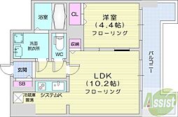 RESIDIASAPPORO-EKIMAE 1LDKの間取図画像