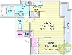 クリオ南7条 1LDKの間取図画像