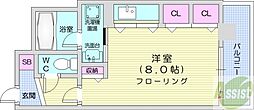 ブランノワールN13.exe ワンルームの間取図画像