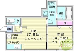 レジスタN23 1DKの間取図画像
