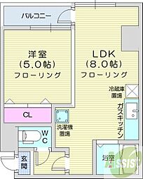 パークヒルズ中央411 1LDKの間取図画像