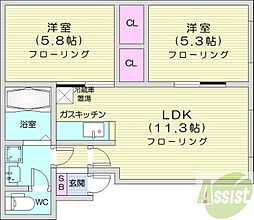 ハイデンス4-13 2LDKの間取図画像