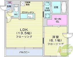 クレストハウス1816 1LDKの間取図画像