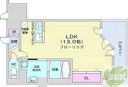 UURコート札幌南3条プレミアタワー ワンルームの間取図画像