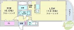 グランデ・ドール 1LDKの間取図画像