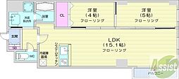 プライムアーバン北3条通 2LDKの間取図画像