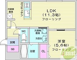 デイズ環状通東 1LDKの間取図画像