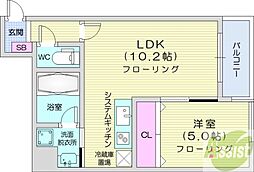 クラージュ南円山 1LDKの間取図画像