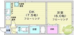 Y's環状通東 1DKの間取図画像