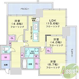 ザ・札幌タワーズウエストタワー 3LDKの間取図画像