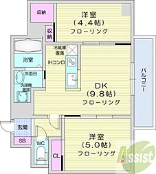 イリオスディオ 2LDKの間取図画像