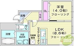 FUTABASQUARE琴似 1LDKの間取図画像