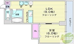 クリスタルファイブ 1LDKの間取図画像