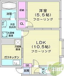 あららぎ館 1LDKの間取図画像