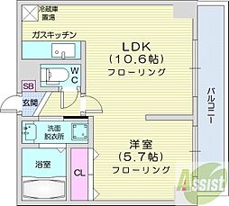 MYプラザ円山公園 1LDKの間取図画像