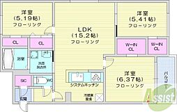 ポルトボヌール 3LDKの間取図画像