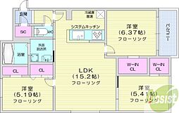 ポルトボヌール 3LDKの間取図画像