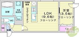 QR 1LDKの間取図画像