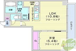 BIBOタワー札幌 1LDKの間取図画像