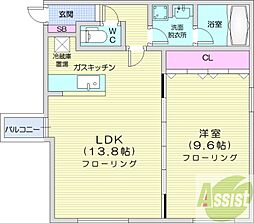 ピュア・ステージ円山 1LDKの間取図画像