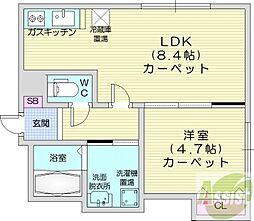プライムステージ4-16 1LDKの間取図画像