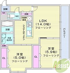 デュペールN28 2LDKの間取図画像