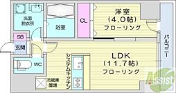 シティーコート北1条 1LDKの間取図画像