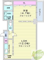 アンビシャス北大前カナエ札幌ビル 1LDKの間取図画像