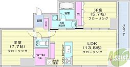 ドエル札幌アクシア 2LDKの間取図画像
