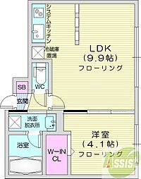 メルヴェイユ琴似 1LDKの間取図画像