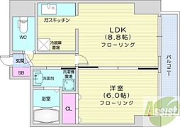 ドーリス札幌 1LDKの間取図画像