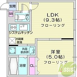 リヴィエール医大前 1LDKの間取図画像