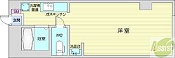 キャッスル17 1Kの間取図画像