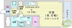 プライムアーバン北14条 1Kの間取図画像