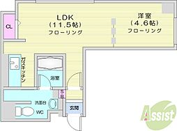 アンビシャス北大前カナエ札幌ビル 1LDKの間取図画像