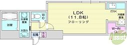 ボヌール17 1Kの間取図画像