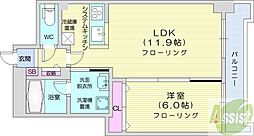 SquareMs6142 1LDKの間取図画像